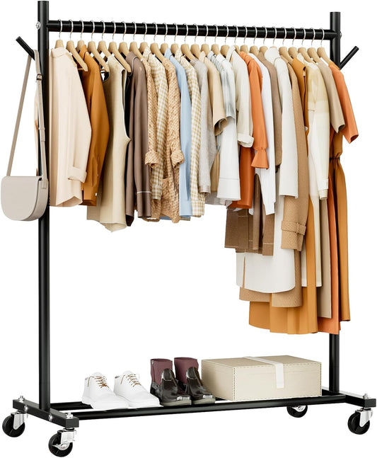 Fuakesor Clothes Rack, Clothing Rack for Hanging Clothes Load 280LBS, Rolling Garment Rack