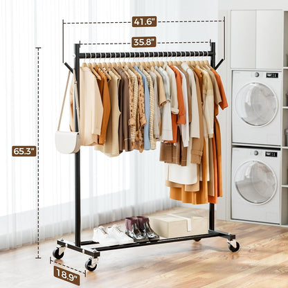Fuakesor Clothes Rack, Clothing Rack for Hanging Clothes Load 280LBS, Rolling Garment Rack